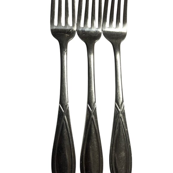 Set of 3 Vista by Wallace Silver Dinner Forks 18 8 Glossy flatware Ribbon Lot - Picture 3 of 6